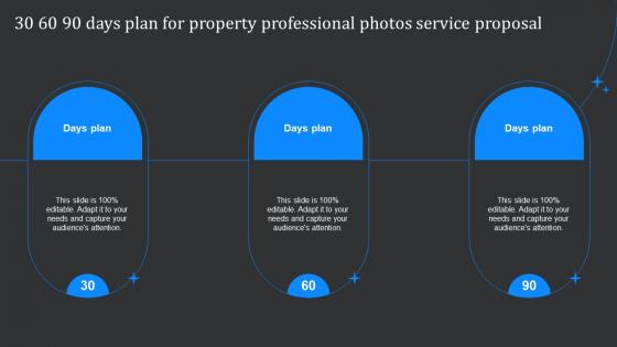 30 60 90 Days Plan For Property Professional Photos Service Proposal Ppt Infographics