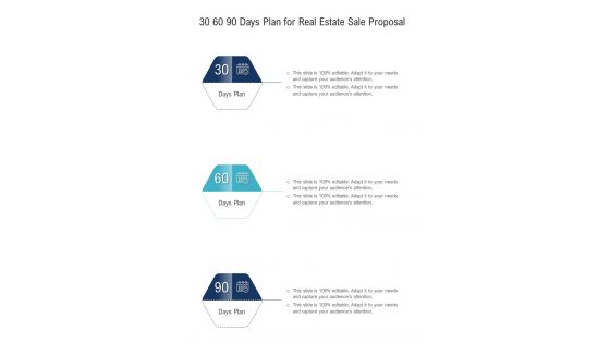 30 60 90 Days Plan For Real Estate Sale Proposal One Pager Sample Example Document