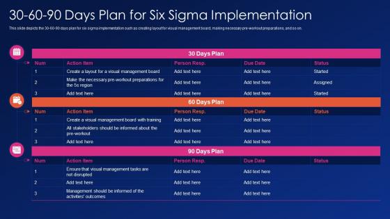 30 60 90 days plan for six sigma implementation ppt powerpoint presentation file