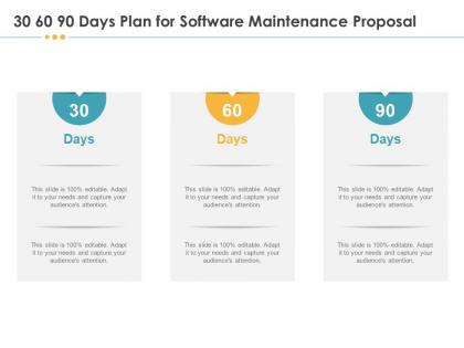 30 60 90 days plan for software maintenance proposal audience ppt templates