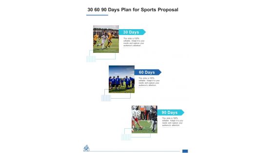30 60 90 Days Plan For Sports Proposal One Pager Sample Example Document