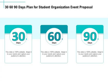 30 60 90 days plan for student organization event proposal ppt clipart