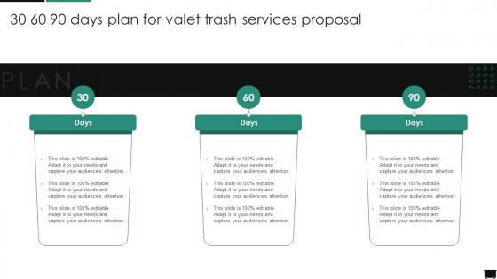 30 60 90 Days Plan For Valet Trash Services Proposal Ppt Powerpoint Presentation Icon Mockup