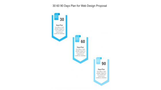 30 60 90 Days Plan For Web Design Proposal One Pager Sample Example Document