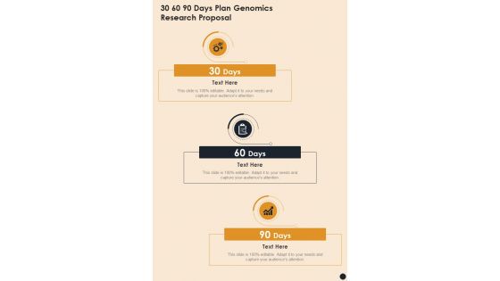 30 60 90 Days Plan Genomics Research Proposal One Pager Sample Example Document