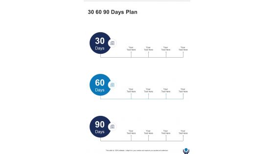 30 60 90 Days Plan Investment Advice Proposal One Pager Sample Example Document
