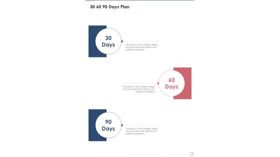 30 60 90 Days Plan Lead Generation Proposal One Pager Sample Example Document