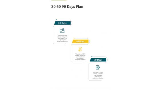 30 60 90 Days Plan Marketing And Its Future Metrics Proposal One Pager Sample Example Document