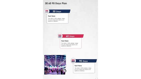 30 60 90 Days Plan Music Artist Sponsorship Proposal One Pager Sample Example Document