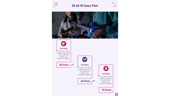 30 60 90 Days Plan Musicians Event Proposal One Pager Sample Example Document