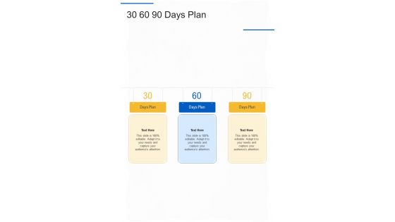 30 60 90 Days Plan Online And Offline Marketing Proposal One Pager Sample Example Document