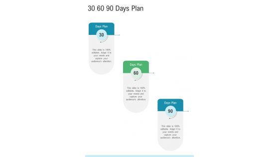30 60 90 Days Plan Pipeline Proposal One Pager Sample Example Document