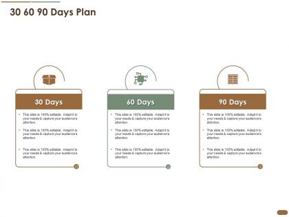 30 60 90 days plan pitch deck raise post ipo debt banking institutions ppt infographics rules