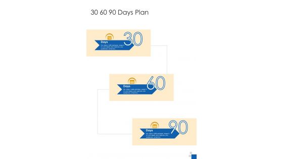 30 60 90 Days Plan Plumbing Fixture Installation Proposal One Pager Sample Example Document