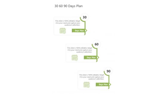 30 60 90 Days Plan Process Change Proposal One Pager Sample Example Document