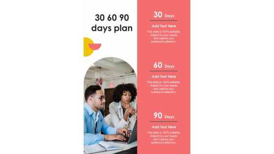 30 60 90 Days Plan Professional Support Services Proposal One Pager Sample Example Document