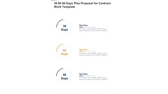 30 60 90 Days Plan Proposal For Contract Work Template One Pager Sample Example Document
