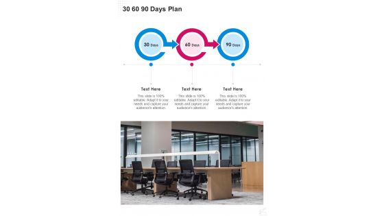 30 60 90 Days Plan Proposal For Renting Office Space One Pager Sample Example Document