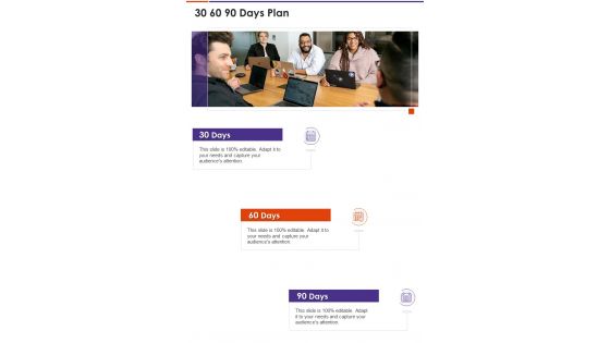 30 60 90 Days Plan Public Relations Campaign Proposal One Pager Sample Example Document