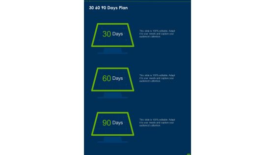 30 60 90 Days Plan Solar Sales Proposal One Pager Sample Example Document