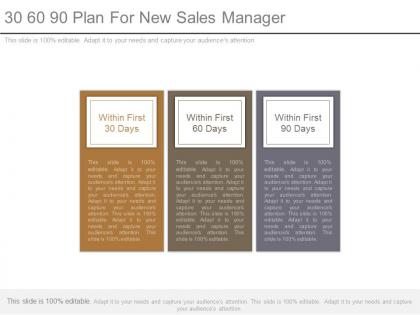 30 60 90 plan for new sales manager powerpoint slides