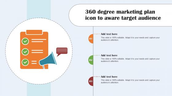 360 Degree Marketing Plan Icon To Aware Target Audience