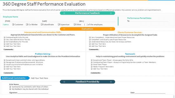 360 Degree Staff Performance Evaluation Introducing Employee Succession Planning