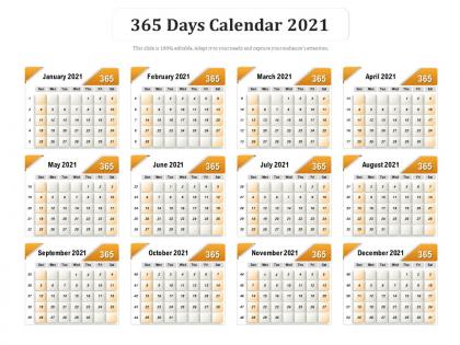365 days calendar 2021