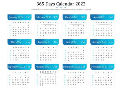 365 days calendar 2022