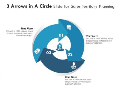 3 arrows in a circle slide for sales territory planning infographic template