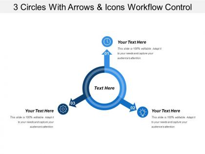 3 circles with arrows and icons workflow control