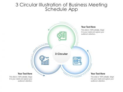 3 circular illustration of business meeting schedule app infographic template