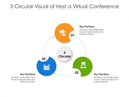 3 circular visual of host a virtual conference infographic template