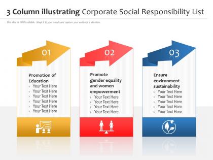 3 column illustrating corporate social responsibility list
