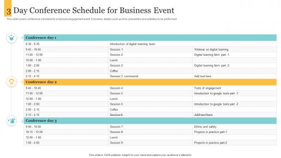 3 Day Conference Schedule For Business Event