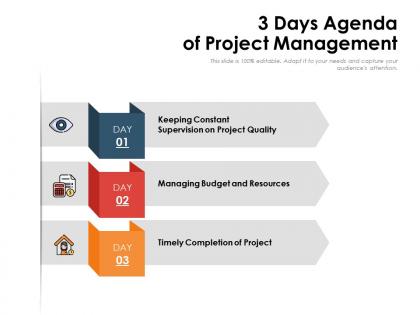 3 days agenda of project management