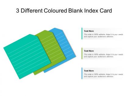 3 different coloured blank index card