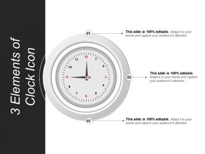 3 elements of clock icon sample of ppt