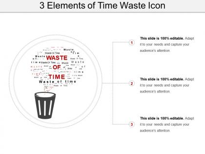 3 elements of time waste icon sample of ppt
