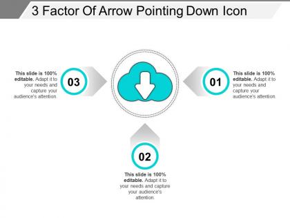 3 factor of arrow pointing down icon