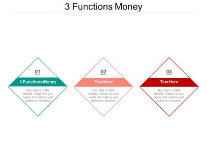 3 functions money ppt powerpoint presentation visual aids deck cpb