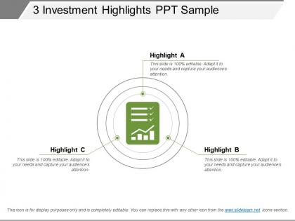 3 investment highlights ppt sample