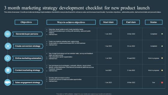 3 Month Marketing Strategy Development Checklist For New Product Launch