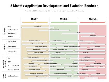 3 months application development and evolution roadmap