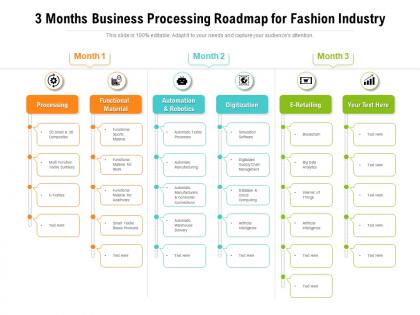 3 months business processing roadmap for fashion industry