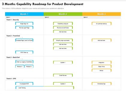3 months capability roadmap for product development