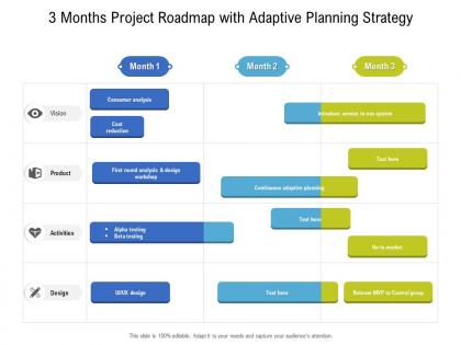 3 months project roadmap with adaptive planning strategy