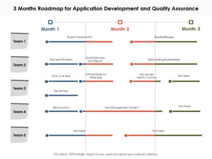 3 months roadmap for application development and quality assurance