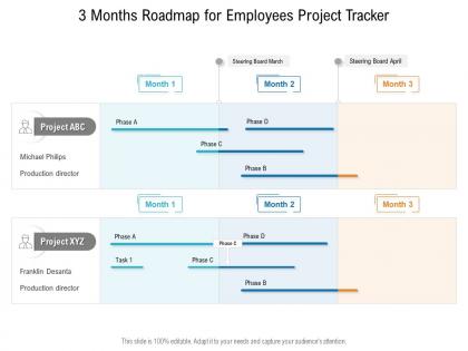 3 months roadmap for employees project tracker
