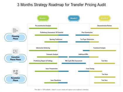 3 months strategy roadmap for transfer pricing audit
